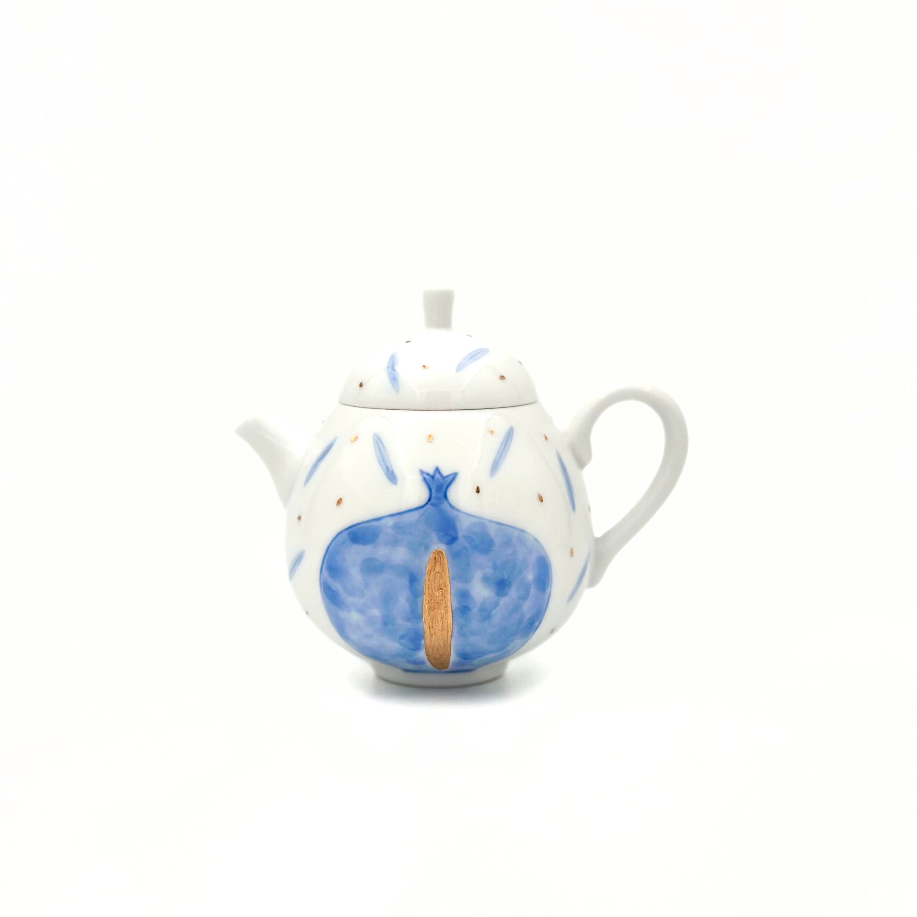 Pomegranate Gold-Painted Teapot Celestial Blue