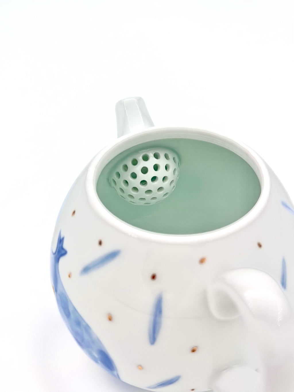 Pomegranate Gold-Painted Teapot Celestial Blue