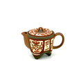 Front view of the Cloud & Thunder motif painted Yixing Zisha teapot, showcasing the ancient geometric Yunleiwen patterns on authentic purple clay.