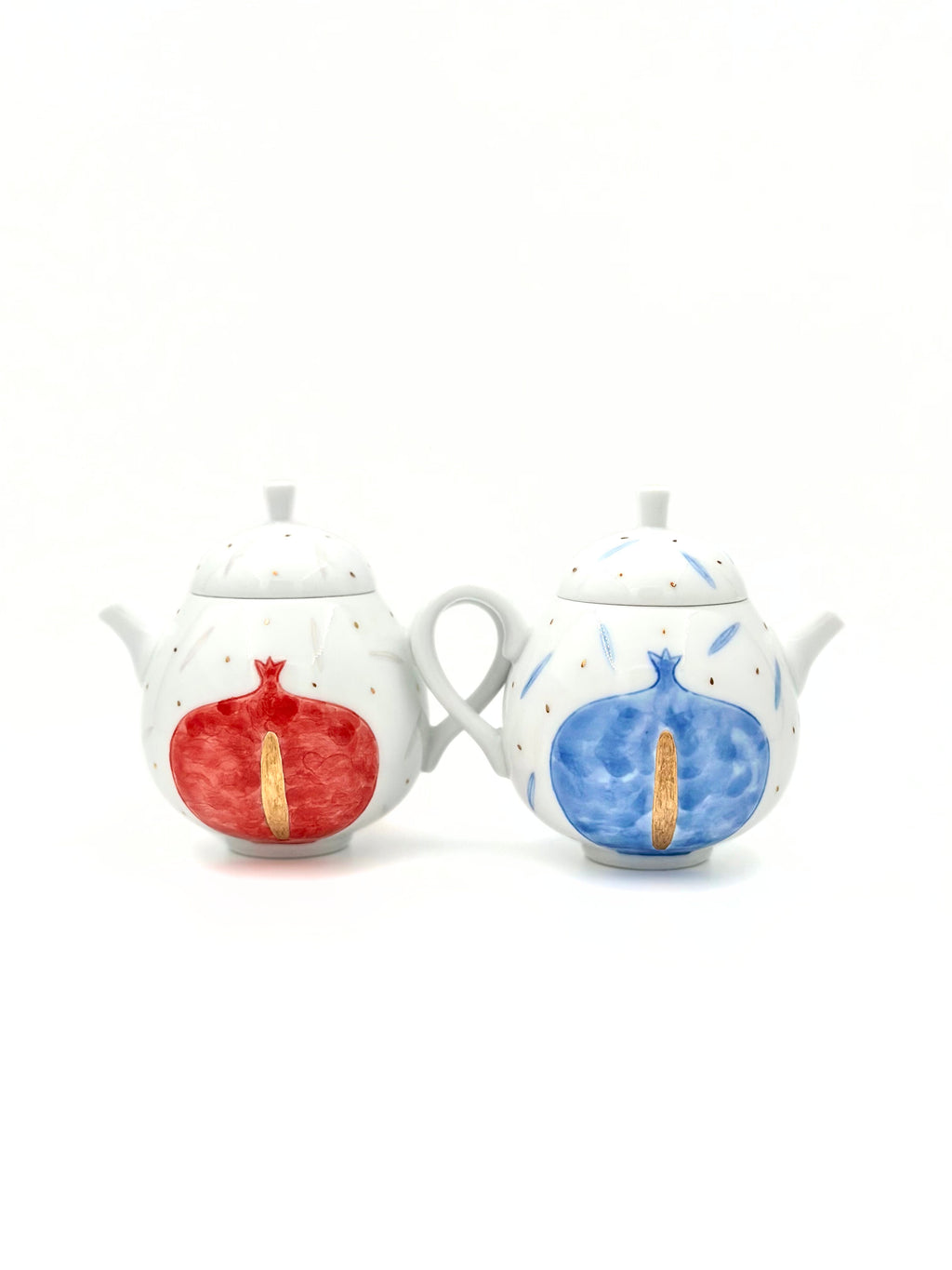 Pomegranate Gold-Painted Teapot Celestial Blue