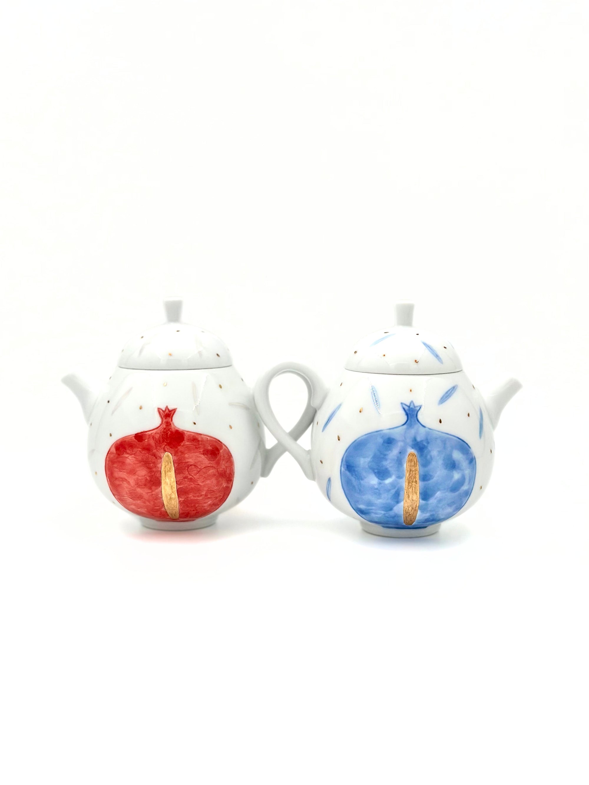 Pomegranate Gold-Painted Teapot Celestial Blue