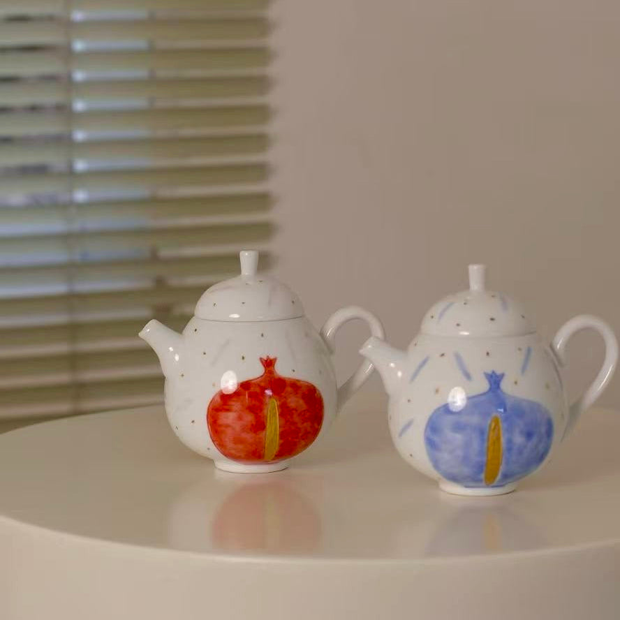 Pomegranate Gold-Painted Teapot Celestial Blue