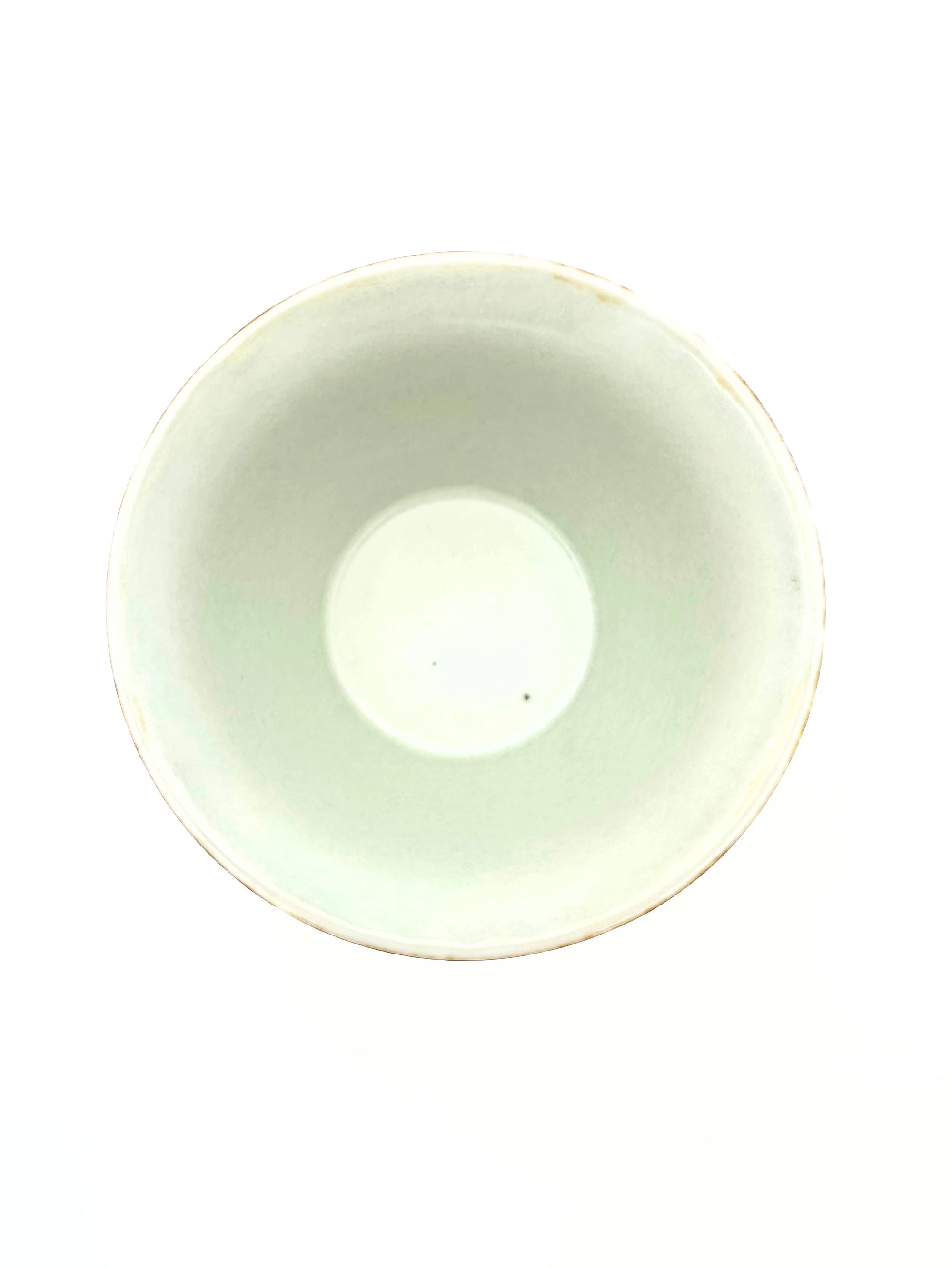 Overhead view looking into the bowl of the Earthstone Drift Gaiwan. Displays the wide opening for easy leaf insertion and the contrast between the textured rim and the smooth interior glazing.