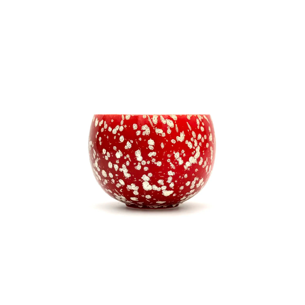 Front view of the Glazara Phoenix Spark ceramic matcha latte cup, featuring a bold, vibrant glaze designed to perfectly complement the vivid green color of premium matcha.
