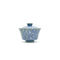 Front view of the 60ml Glazara Promenade Breeze porcelain mini gaiwan, featuring a fresh, airy glaze inspired by French Impressionist art, designed for Gongfu tea rituals and solo brew.