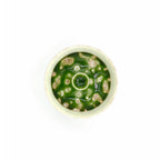 Overhead close-up of the 100ml Glazara Spring Willow Elemental Gaiwan, highlighting the finely crafted lid, perfectly fitted knob, and elegant green glaze details.