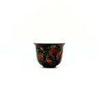 Front view of the Glazara Vintage Flora 70ml master gongfu teacup, showcasing a contemporary porcelain aesthetic that connects traditional Asian urushi technique with western impressionists' brushstroke.