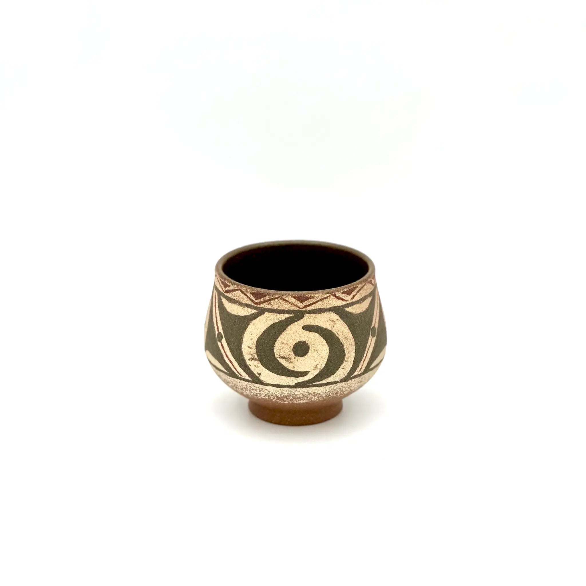 High-angle front view of the 80ml Ivory Canvas white-slip painted Yixing Zisha teacup, featuring the smooth interior rim.