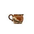 Detailed front view of the Nine-Colored Deer Yixing Fairness Cup, featuring the classic and sacred hand-painted Dunhuang mythological deer imagery against the rustic clay.